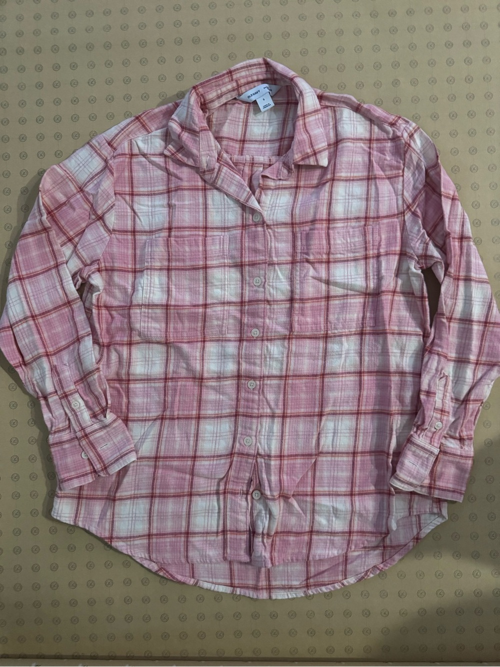 Old Navy Pink and White Plaid Button-Up Shirt